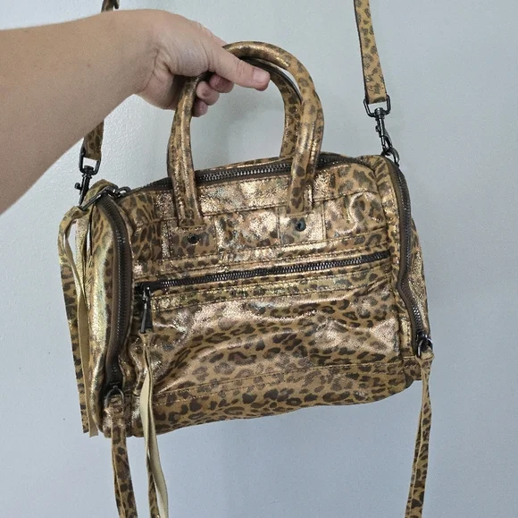 AIMEE KESTENBERG Leopard Cheetah Print Leathee CAR-GO SHOULDER SATCHEL BAG - Picture 2 of 14